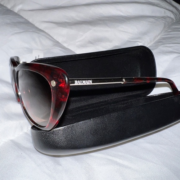 Balmain Paris 56mm Modified Cat Eye Red/Tortoise Sunglasses Made in France